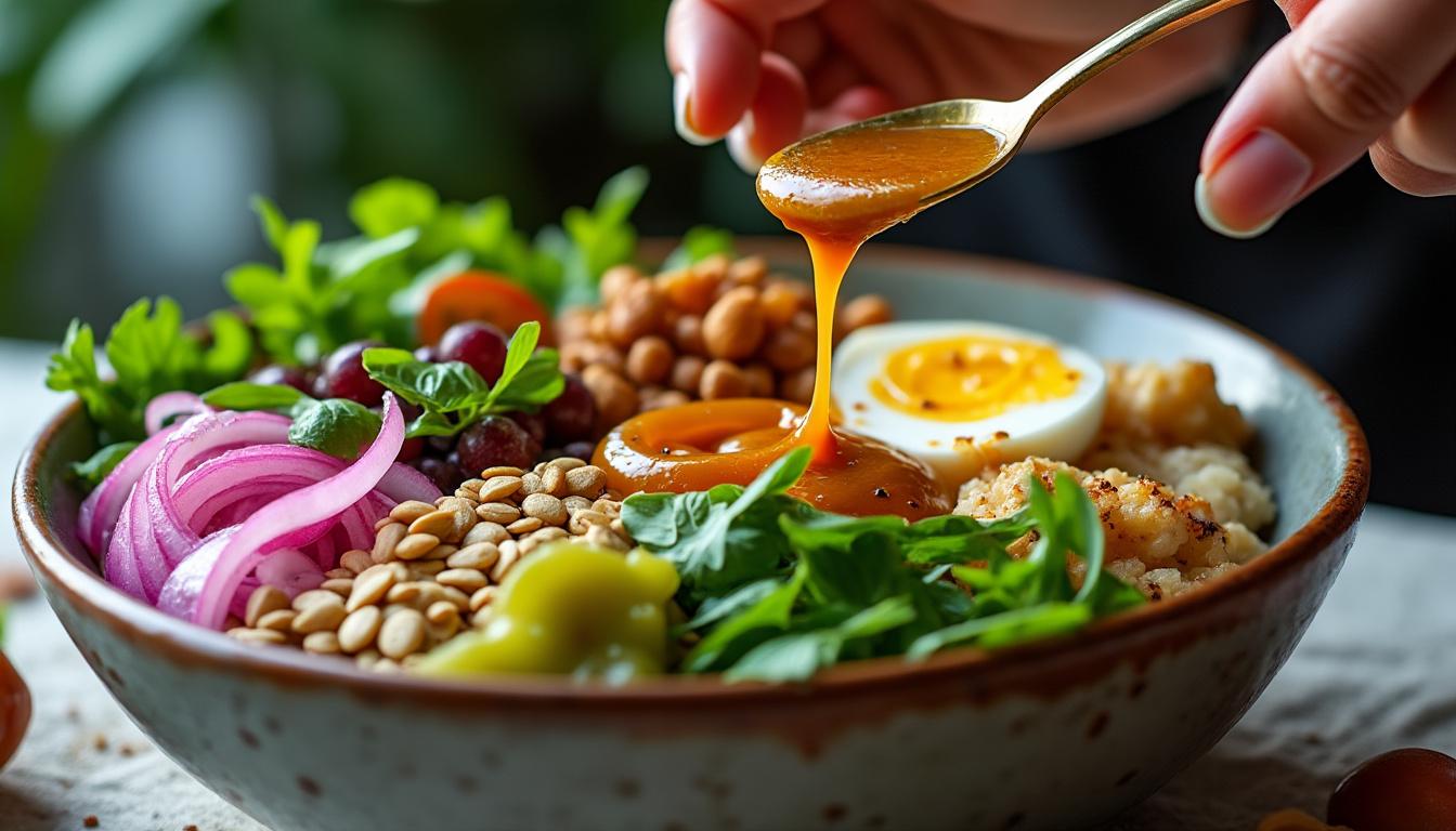 Comment assaisonner un buddha bowl ? 3 découvrez comment assaisonner un buddha bowl avec des idées de sauces, épices et astuces pour sublimer vos bols colorés. des conseils simples pour une explosion de saveurs à chaque bouchée.