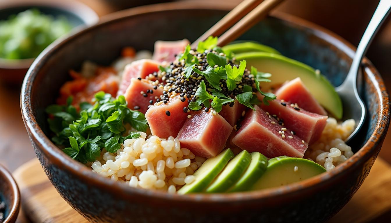 Comment se mange un poke Bowl ? 2 découvrez comment savourer un poke bowl : astuces pour bien mélanger les ingrédients, suggestions d'accompagnements et conseils pour profiter pleinement de ce plat hawaïen tendance.
