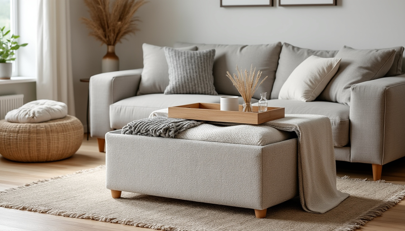 Pouf rangement salon pratique : Allier déco et fonctionnalité intelligemment 2 découvrez comment un pouf de rangement pour salon allie astucieusement décoration moderne et fonctionnalité, pour un espace organisé et élégant au quotidien.