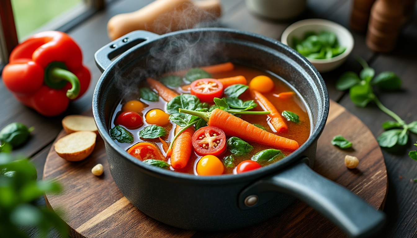 Soupe rapide légumes frais : 8 veloutés express riches en vitamines 2 découvrez 8 recettes de soupes rapides aux légumes frais, des veloutés express riches en vitamines pour des repas sains, savoureux et faciles à préparer.