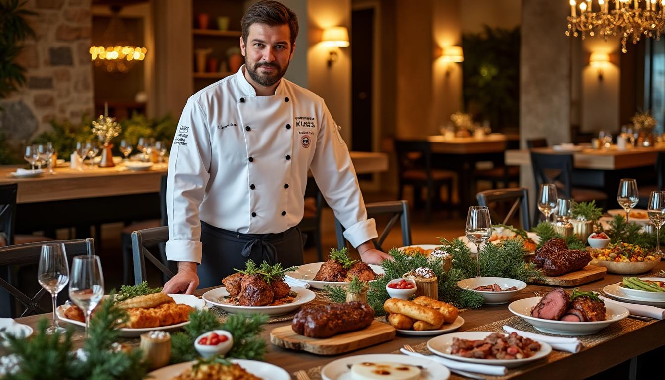 découvrez le festin gourmand proposé par un chef périgourdin pour célébrer le réveillon de la saint-sylvestre en compagnie de 10 convives, alliant saveurs raffinées et convivialité.