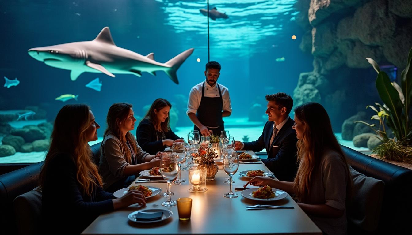 vivez une expérience unique à l’aquarium de biarritz avec un dîner immersif au cœur des requins, alliant saveurs délicates et ambiance spectaculaire pour une soirée inoubliable.