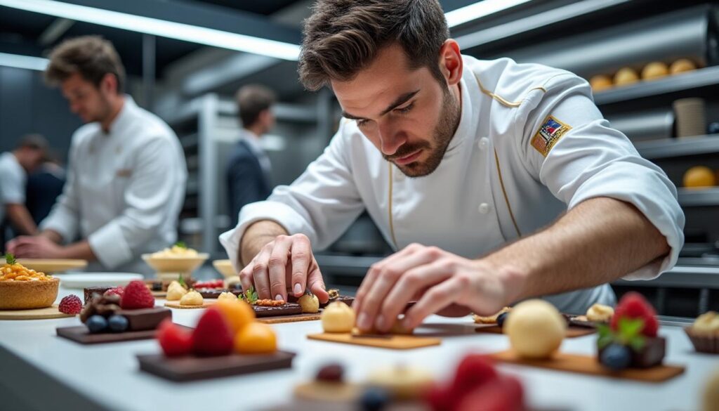 découvrez comment adrien salavert, chef pâtissier à saint-émilion, relève un défi majeur lors de la finale du championnat de france du dessert, alliant créativité et excellence.