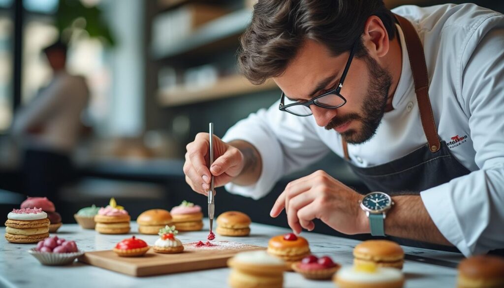 découvrez le talent exceptionnel du pâtissier amaury lafonta à la rochelle, qui relève le défi face à la concurrence locale dans l'émission m6, alliant tradition et créativité.