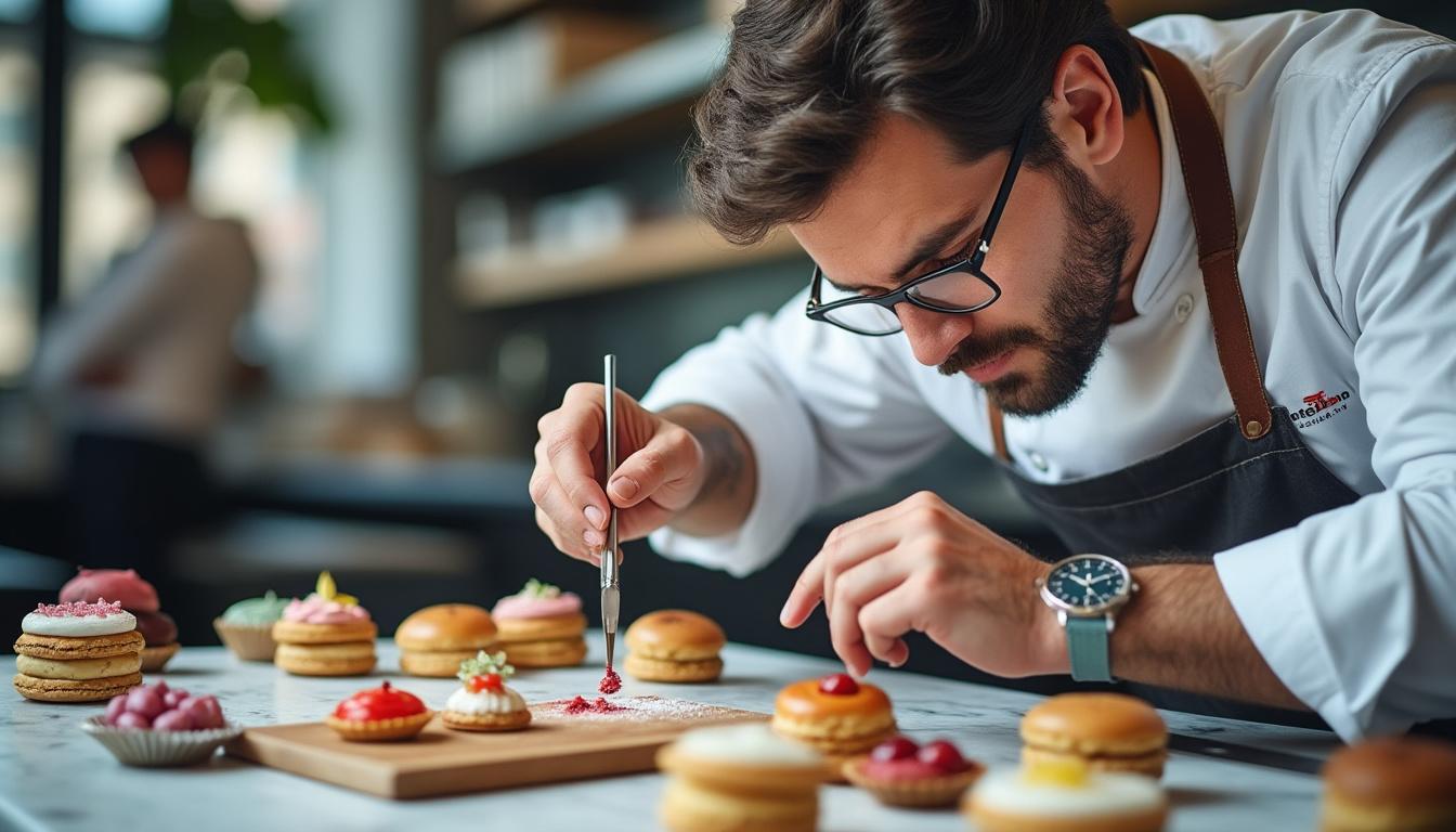 découvrez le talent exceptionnel du pâtissier amaury lafonta à la rochelle, qui relève le défi face à la concurrence locale dans l'émission m6, alliant tradition et créativité.
