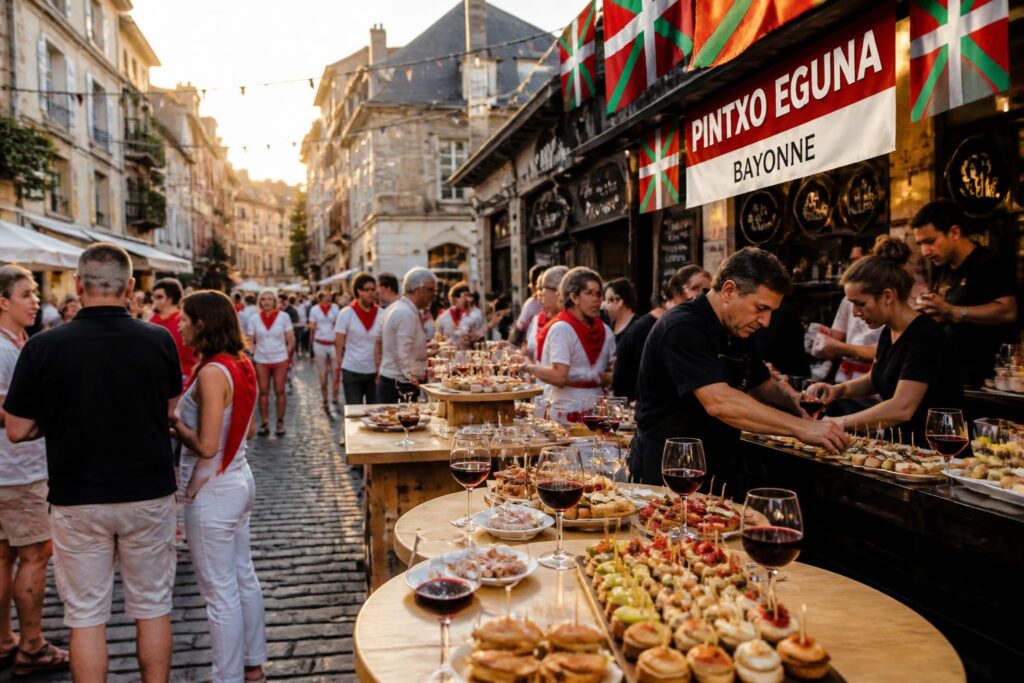 découvrez bayonne autrement à travers une balade gourmande unique, de peña en peña, lors d'un pintxo eguna d'exception, alliant saveurs locales et ambiance festive.