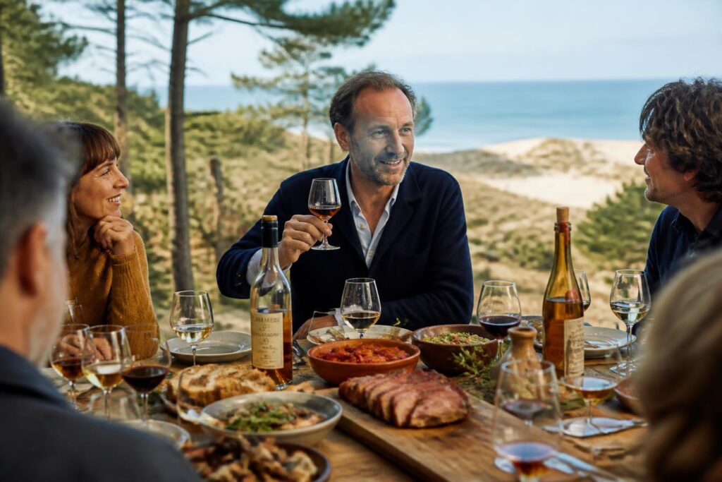 découvrez la gastronomie des landes avec françois-régis gaudry, qui met à l'honneur le partage, la dégustation des saveurs du terroir et l'art unique de « boire le paysage » pour une expérience sensorielle authentique.