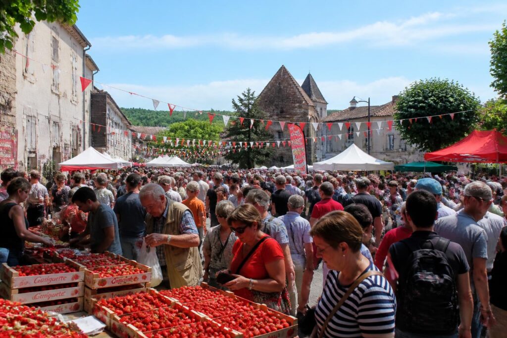 découvrez l'animation intense de la mythique fête de la fraise à sainte-bazeille, lot-et-garonne, ce dimanche, avec des festivités et dégustations incontournables.