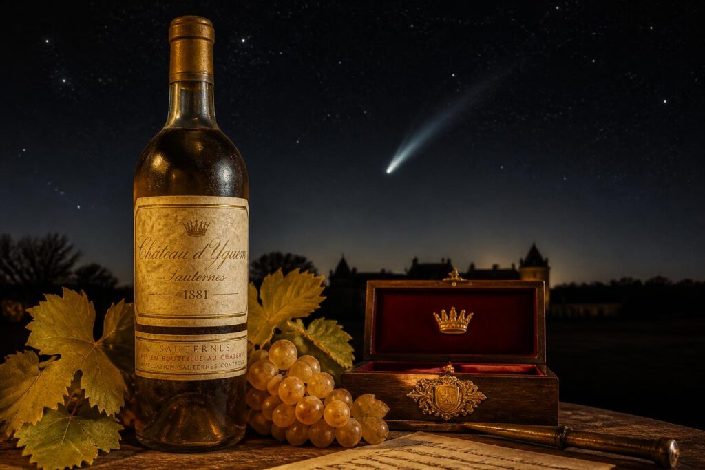 découvrez un trésor œnologique exceptionnel : un château d’yquem millésimé 1881, l'année de la comète, bientôt proposé aux enchères. un plaisir rare à savourer pour les amateurs de grands crus.