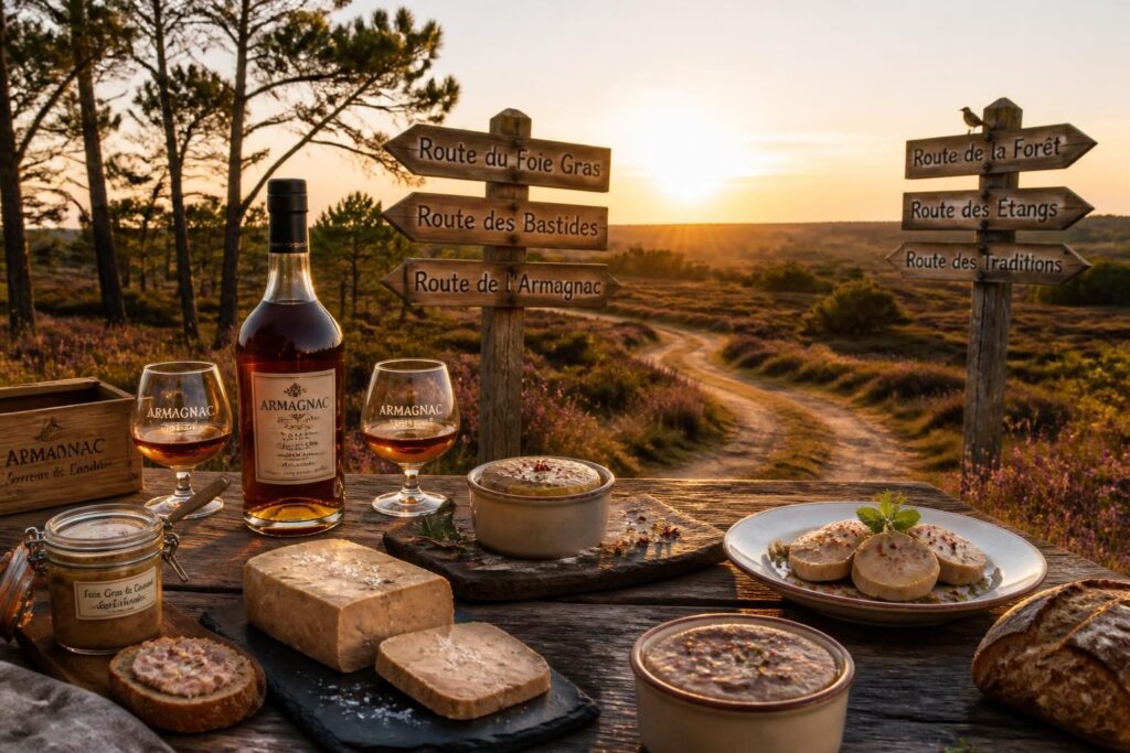 découvrez six nouvelles routes gourmandes dans les landes, mettant à l'honneur le foie gras et l'armagnac, véritables trésors culinaires de la région, pour une expérience gastronomique inoubliable.