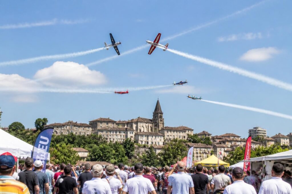 découvrez villeneuve-sur-lot, la capitale française de la voltige aérienne, qui célèbre une semaine exceptionnelle de festivités avec l’aérofestival, un événement spectaculaire pour tous les passionnés d'aviation.
