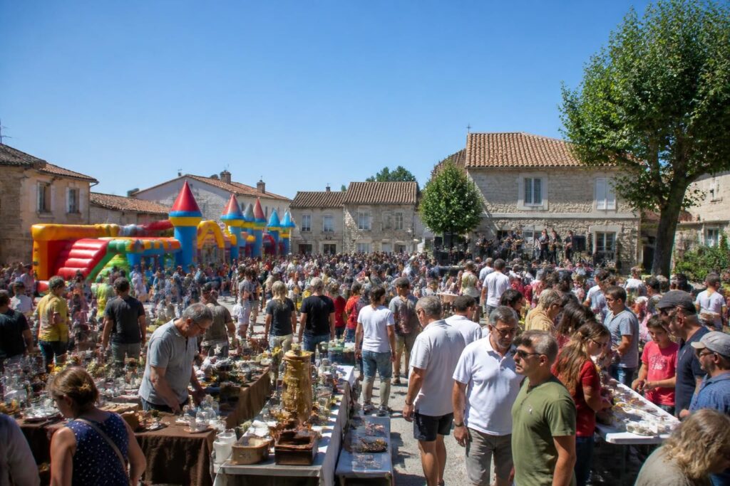 participez à trois jours de fête animée près d’agen avec vide-greniers, concerts, châteaux gonflables et tombola. ambiance conviviale garantie pour toute la famille !