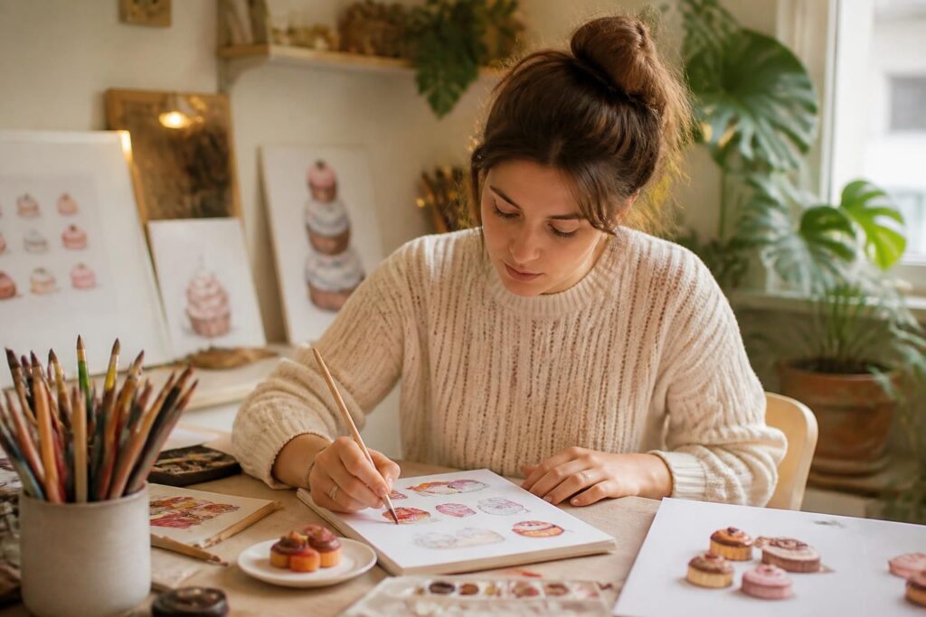 découvrez alexia lepelletier, l'illustratrice talentueuse qui donne vie aux créations sucrées de la cheffe nina métayer dans cette vidéo exclusive.