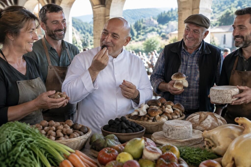 en dordogne, le chef thierry marx rend hommage aux producteurs d’excellence et évoque le privilège de cuisiner des produits d’exception.