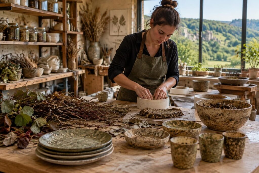 en dordogne, une designeuse valorise les déchets de framboisiers pour créer une vaisselle biodégradable, locale et innovante.