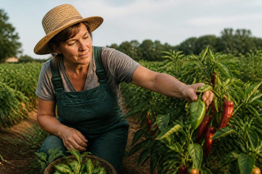 découvrez l'histoire de cathy degert, agricultrice dans les landes, passionnée par les piments doux et verts, qui se lance aujourd'hui dans la culture des variétés rouges pour enrichir son terroir.