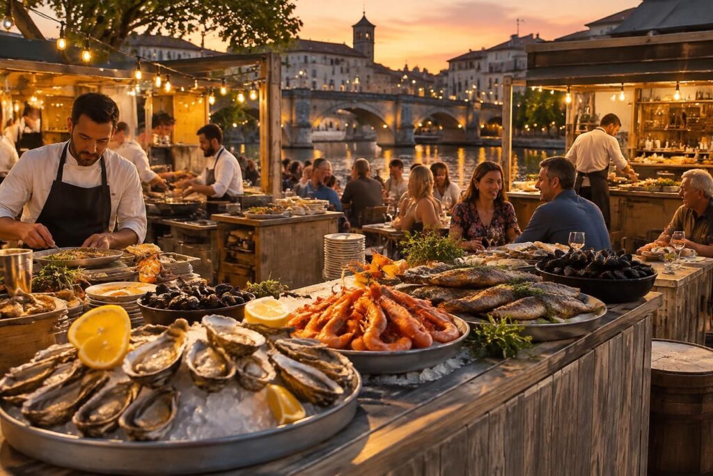à villeneuve-sur-lot, trois restaurants mettent les saveurs marines à l’honneur lors d’une soirée festive et gourmande aux airs de marché.